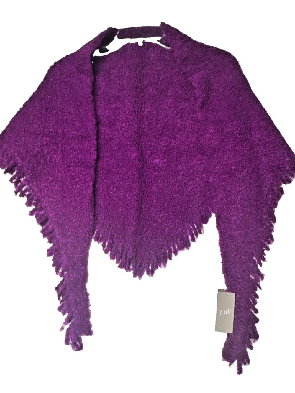 J. Jill Purple Solid Knit Shawl/Wrap w/ Fringe Women’s One Size Made in Italy
